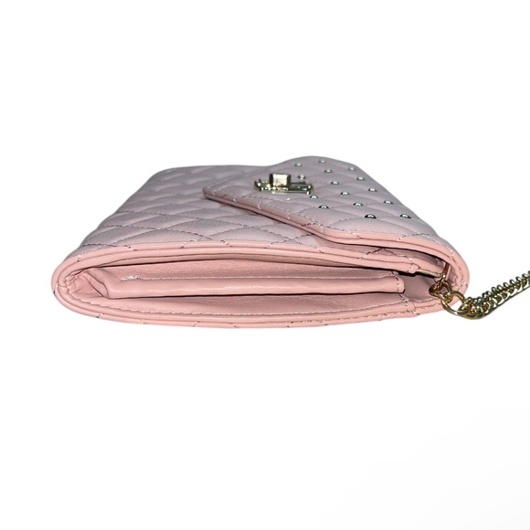 BADGLEY MISCHKA PURSE BLUSH PINK DIMOND QUILTED CROSSBODY SHOULDER BAG STUDS - Picture 11 of 12